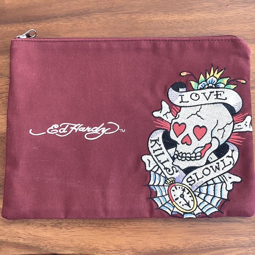 Ed Hardy zipper pouch